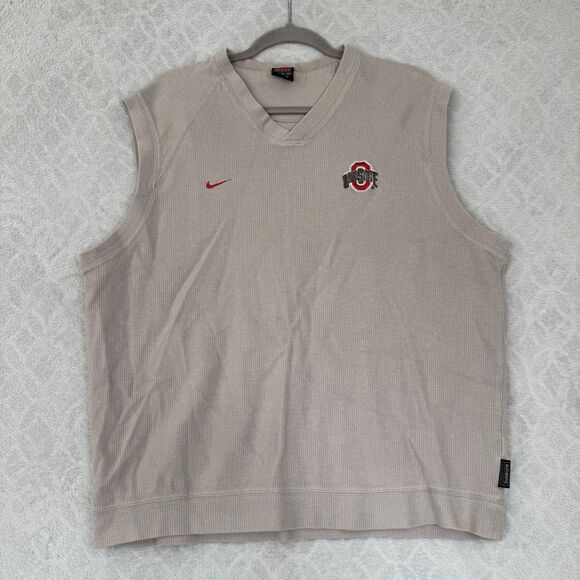 Vtg Nike Ohio State University Sweater Vest Men XL OSU Gray College Football Y2K - Picture 1 of 13